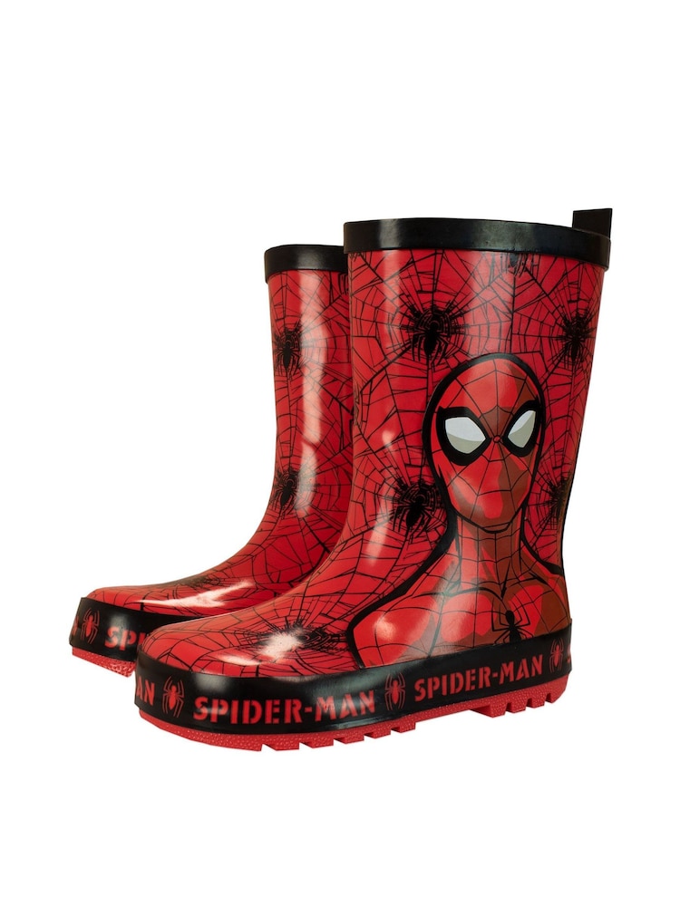 Character Red Spiderman Printed Wellies - Image 4 of 5