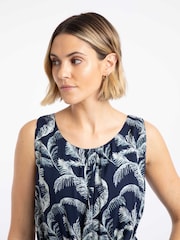 Weird Fish Navy Blue Nalani Printed Viscose Jumpsuit - Image 4 of 7