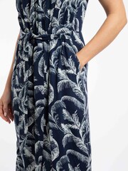 Weird Fish Navy Blue Nalani Printed Viscose Jumpsuit - Image 5 of 7