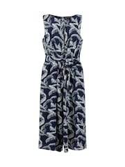 Weird Fish Navy Blue Nalani Printed Viscose Jumpsuit - Image 6 of 7