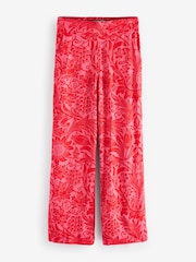 Morris & Co. Pink Sunflower Wide Leg Trousers With Linen - Image 5 of 6