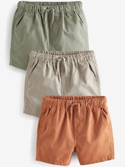 Sage Green/Stone/Apricot Orange Pull On Shorts 3 Pack (3mths-7yrs) - Image 1 of 6
