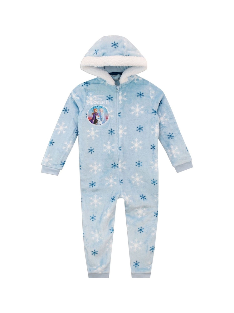 Character Blue Disney Frozen Fleece Hooded All-In-One - Image 1 of 7