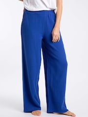 Weird Fish Blue Zelaya Double Cloth Wide Leg Trousers - Image 2 of 6