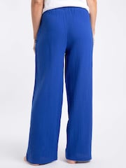 Weird Fish Blue Zelaya Double Cloth Wide Leg Trousers - Image 3 of 6