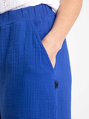 Weird Fish Blue Zelaya Double Cloth Wide Leg Trousers - Image 4 of 6