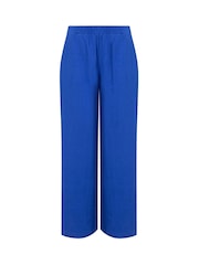 Weird Fish Blue Zelaya Double Cloth Wide Leg Trousers - Image 6 of 6