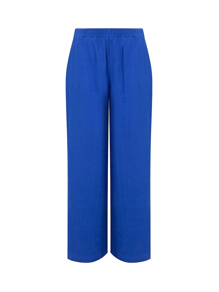 Weird Fish Blue Zelaya Double Cloth Wide Leg Trousers - Image 6 of 6