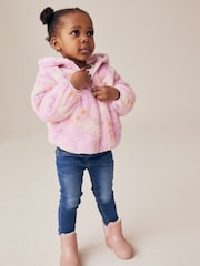 Pink Printed Hooded Zip Through Fleece Jacket (3mths-7yrs) - Image 2 of 8