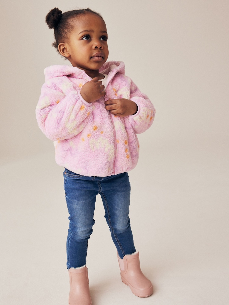 Pink Printed Hooded Zip Through Fleece Jacket (3mths-7yrs) - Image 2 of 8