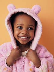 Pink Printed Hooded Zip Through Fleece Jacket (3mths-7yrs) - Image 4 of 8