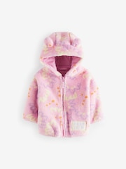 Pink Printed Hooded Zip Through Fleece Jacket (3mths-7yrs) - Image 6 of 8