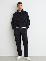Reiss Navy Arden Relaxed Twill Drawstring Trousers - Image 1 of 6