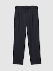 Reiss Navy Arden Relaxed Twill Drawstring Trousers - Image 2 of 6