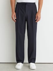 Reiss Navy Arden Relaxed Twill Drawstring Trousers - Image 3 of 6