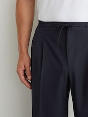 Reiss Navy Arden Relaxed Twill Drawstring Trousers - Image 4 of 6