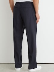 Reiss Navy Arden Relaxed Twill Drawstring Trousers - Image 5 of 6