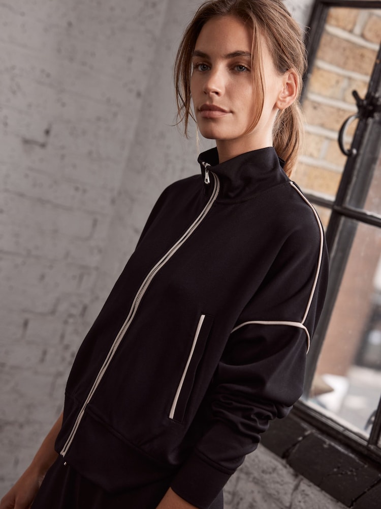 Mint Velvet Black Zip Front Sweatshirt - Image 2 of 4 Mint Velvet Black Zip Front Sweatshirt - Image 2 of 4