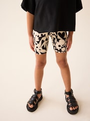 Black/ Ecru Floral Print Cycle Shorts (3-16yrs) - Image 1 of 7