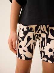 Black/ Ecru Floral Print Cycle Shorts (3-16yrs) - Image 4 of 7