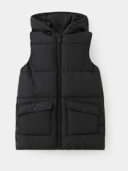 Mango Black Padded Hooded Gilet Tokyo - Image 1 of 3