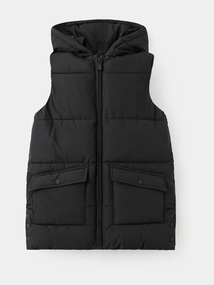 Mango Black Padded Hooded Gilet Tokyo - Image 1 of 3