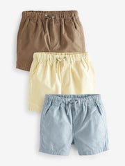 Tan/Blue/Lemon Pull On Shorts 3 Pack (3mths-7yrs) - Image 1 of 6
