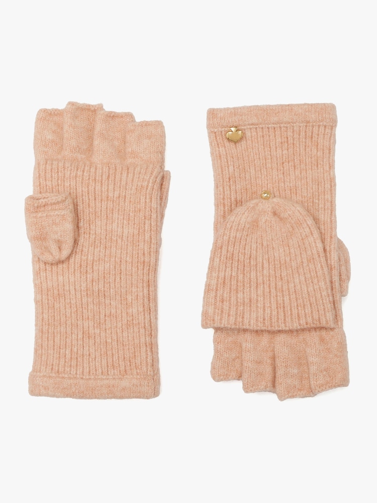 Kate Spade Orange New York Spade Knit Pop Top Mitten Set - Image 1 of 4 Kate Spade Orange New York Spade Knit Pop Top Mitten Set - Image 1 of 4