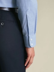 Charles Tyrwhitt Blue Non-Iron Twill Check Shirt - Image 4 of 7