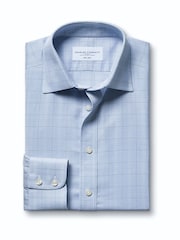Charles Tyrwhitt Blue Non-Iron Twill Check Shirt - Image 5 of 7