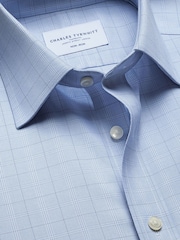 Charles Tyrwhitt Blue Non-Iron Twill Check Shirt - Image 6 of 7