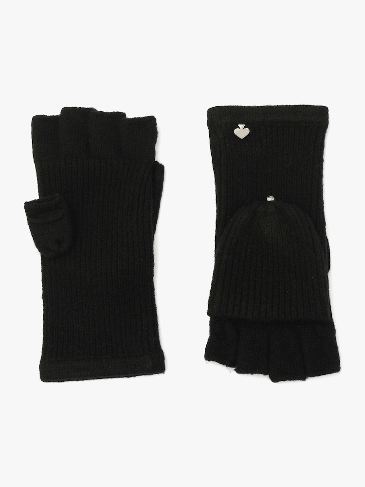 Kate Spade Black New York Spade Knit Pop Top Mitten Set - Image 1 of 4 Kate Spade Black New York Spade Knit Pop Top Mitten Set - Image 1 of 4