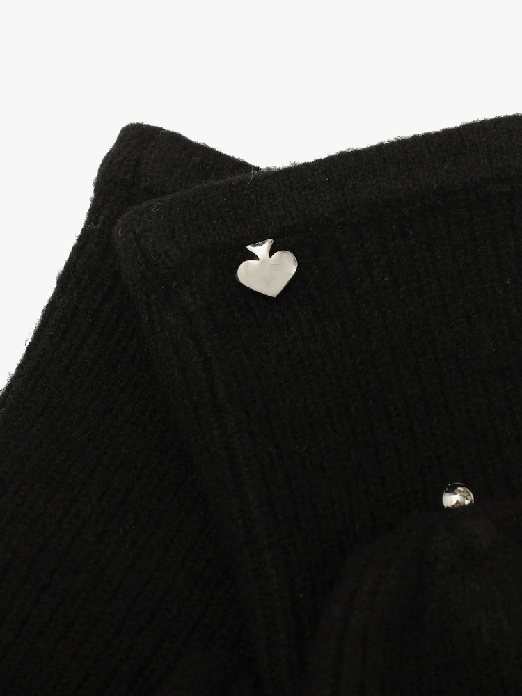 Kate Spade Black New York Spade Knit Pop Top Mitten Set - Image 4 of 4 Kate Spade Black New York Spade Knit Pop Top Mitten Set - Image 4 of 4