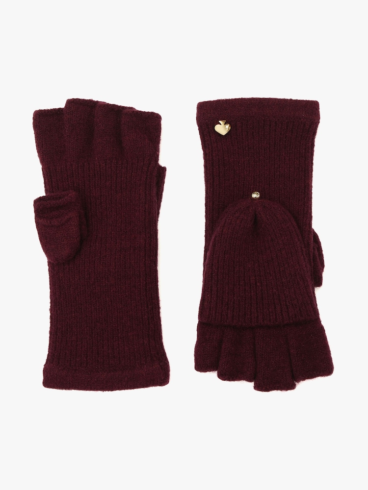 Kate Spade Red New York Spade Knit Pop Top Mitten Set - Image 1 of 4 Kate Spade Red New York Spade Knit Pop Top Mitten Set - Image 1 of 4