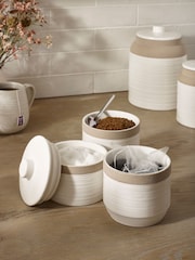 White Kya Textured Set of 3 Stacking Storage Jars - Image 2 of 5