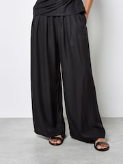 Apricot Black Textured Twill Wide-Leg Trousers - Image 2 of 4