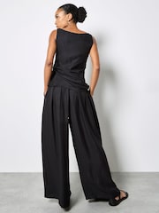 Apricot Black Textured Twill Wide-Leg Trousers - Image 3 of 4