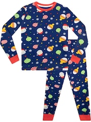 Harry Bear Blue Snug Fit 100% Cotton Christmas Pyjamas - Image 1 of 5