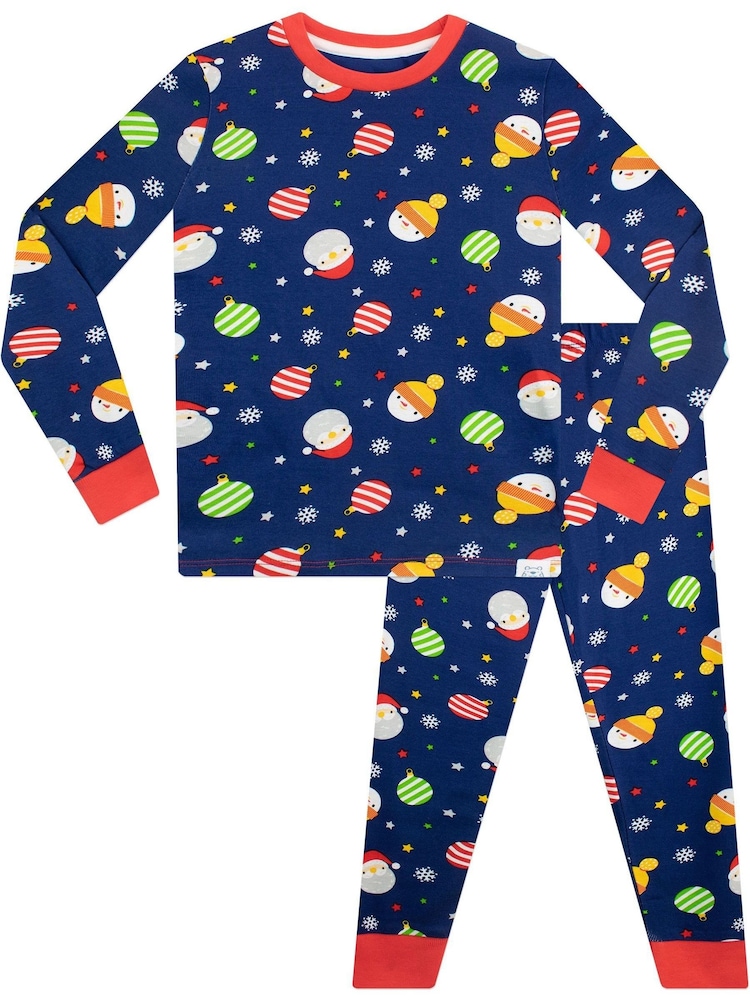 Harry Bear Blue Snug Fit 100% Cotton Christmas Pyjamas - Image 1 of 5