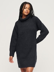 Superdry Blue 100% Cotton Knitted Roll Neck jumper Dress - Image 16 of 22