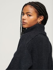 Superdry Blue 100% Cotton Knitted Roll Neck jumper Dress - Image 3 of 5