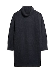 Superdry Blue 100% Cotton Knitted Roll Neck jumper Dress - Image 4 of 5