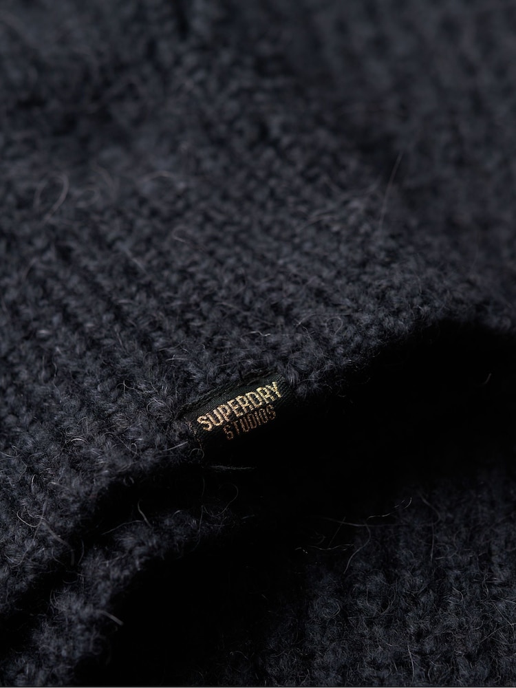 Superdry Blue 100% Cotton Knitted Roll Neck jumper Dress - Image 5 of 5