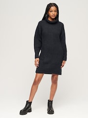 Superdry Blue 100% Cotton Knitted Roll Neck jumper Dress - Image 6 of 22