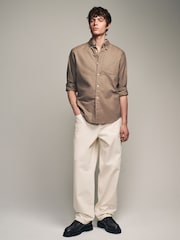 Stone Natural Slim Fit Long Sleeve Oxford Shirt - Image 2 of 7