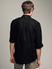 Black Slim Fit Long Sleeve Oxford Shirt - Image 3 of 8