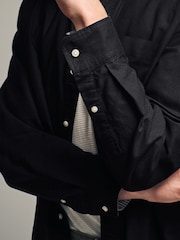 Black Slim Fit Long Sleeve Oxford Shirt - Image 5 of 8