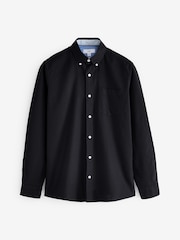 Black Slim Fit Long Sleeve Oxford Shirt - Image 6 of 8