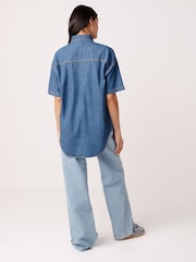 Mid Blue Short Sleeve Denim Shirt - Image 3 of 6