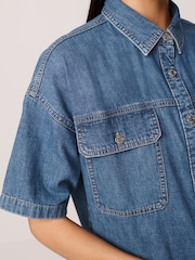 Mid Blue Short Sleeve Denim Shirt - Image 4 of 6